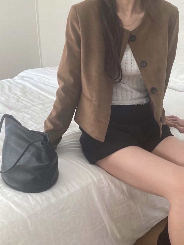Suede round jacket