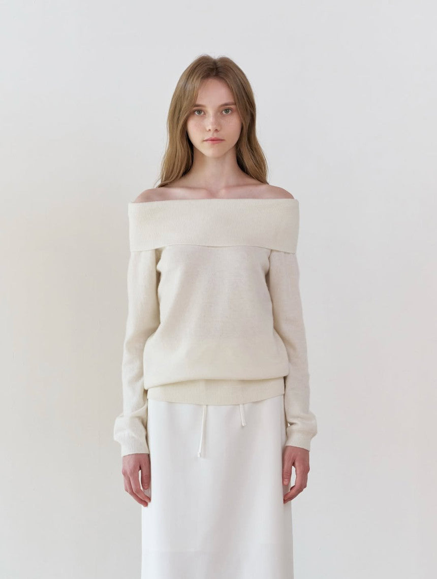 Rumi cashmere off shoulder knit-3col