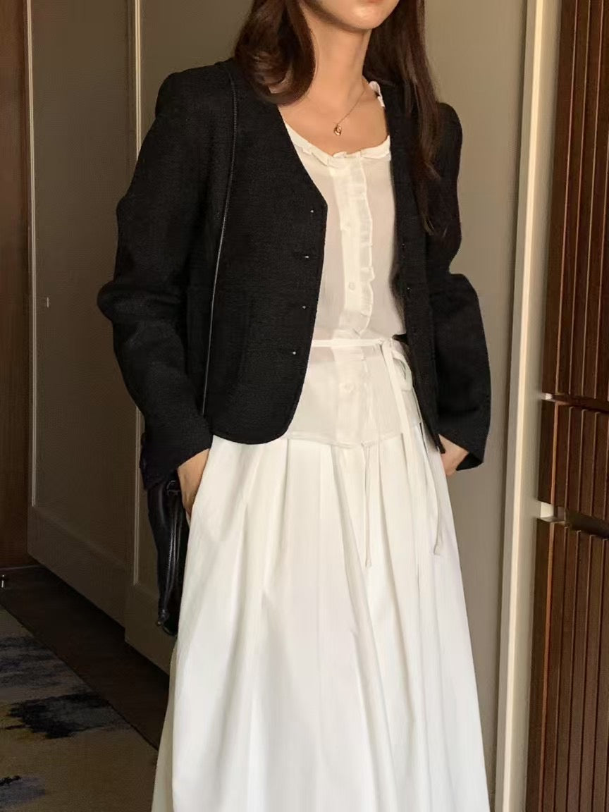 Seryo long pleats banding skirt