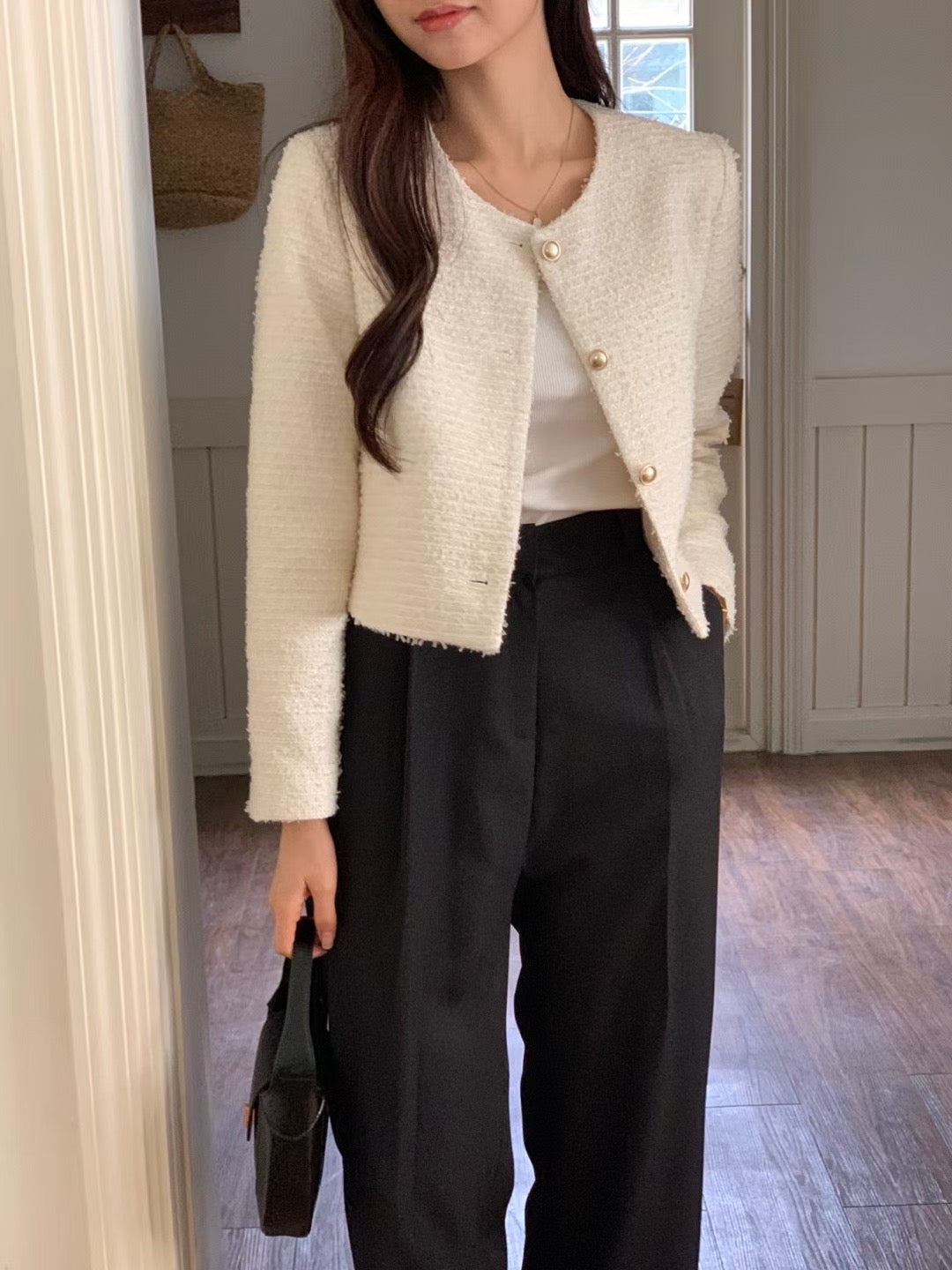 Hearts no collar tweed jacket