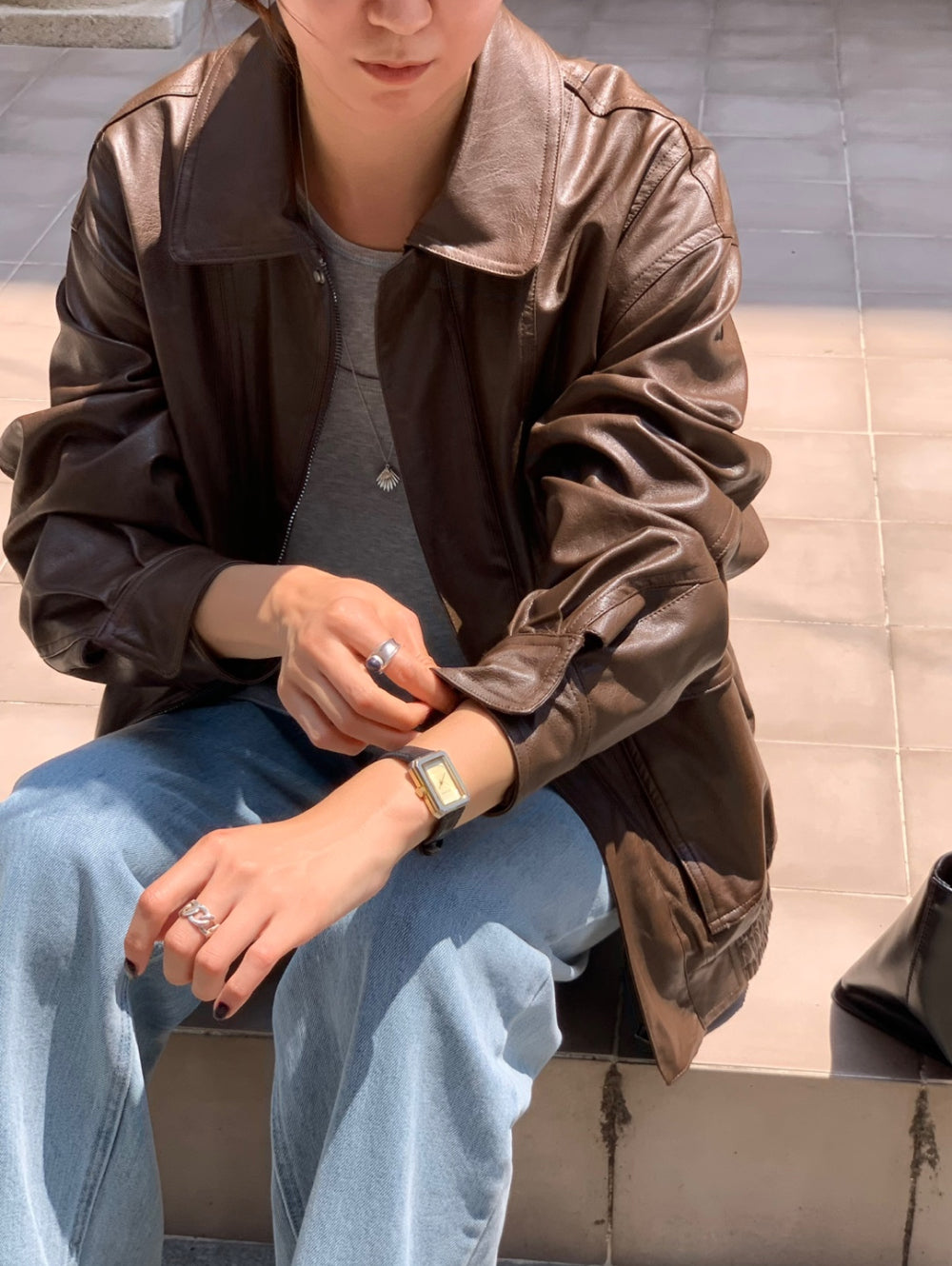 Mud leather jacket-2col