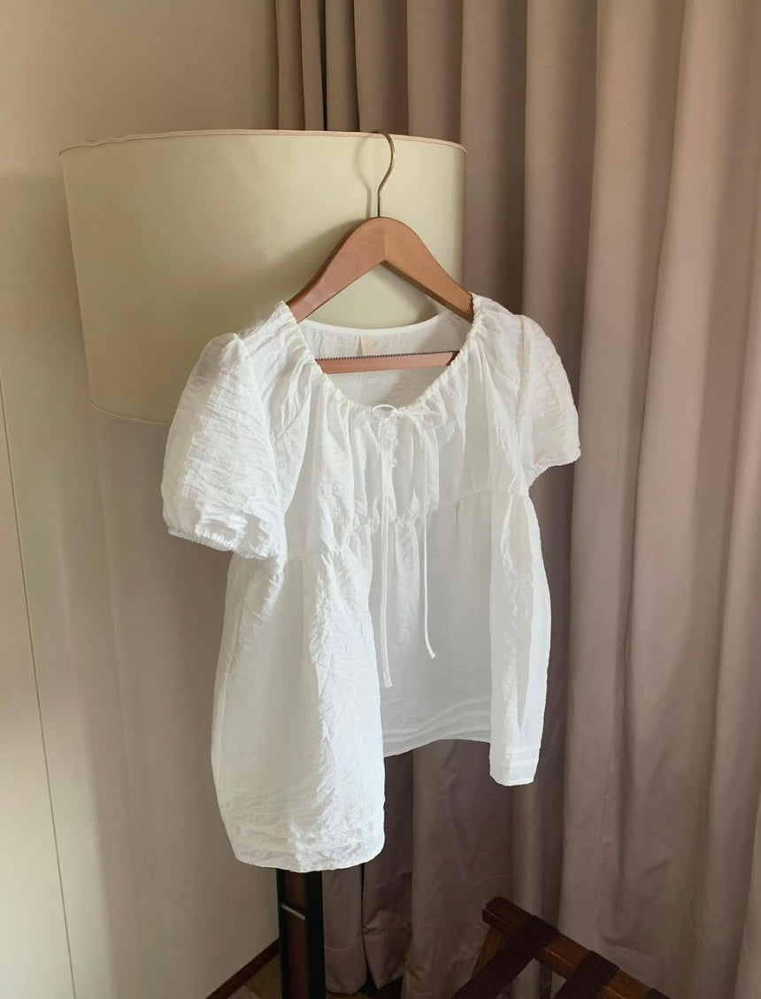 liter violet shrring blouse-2col
