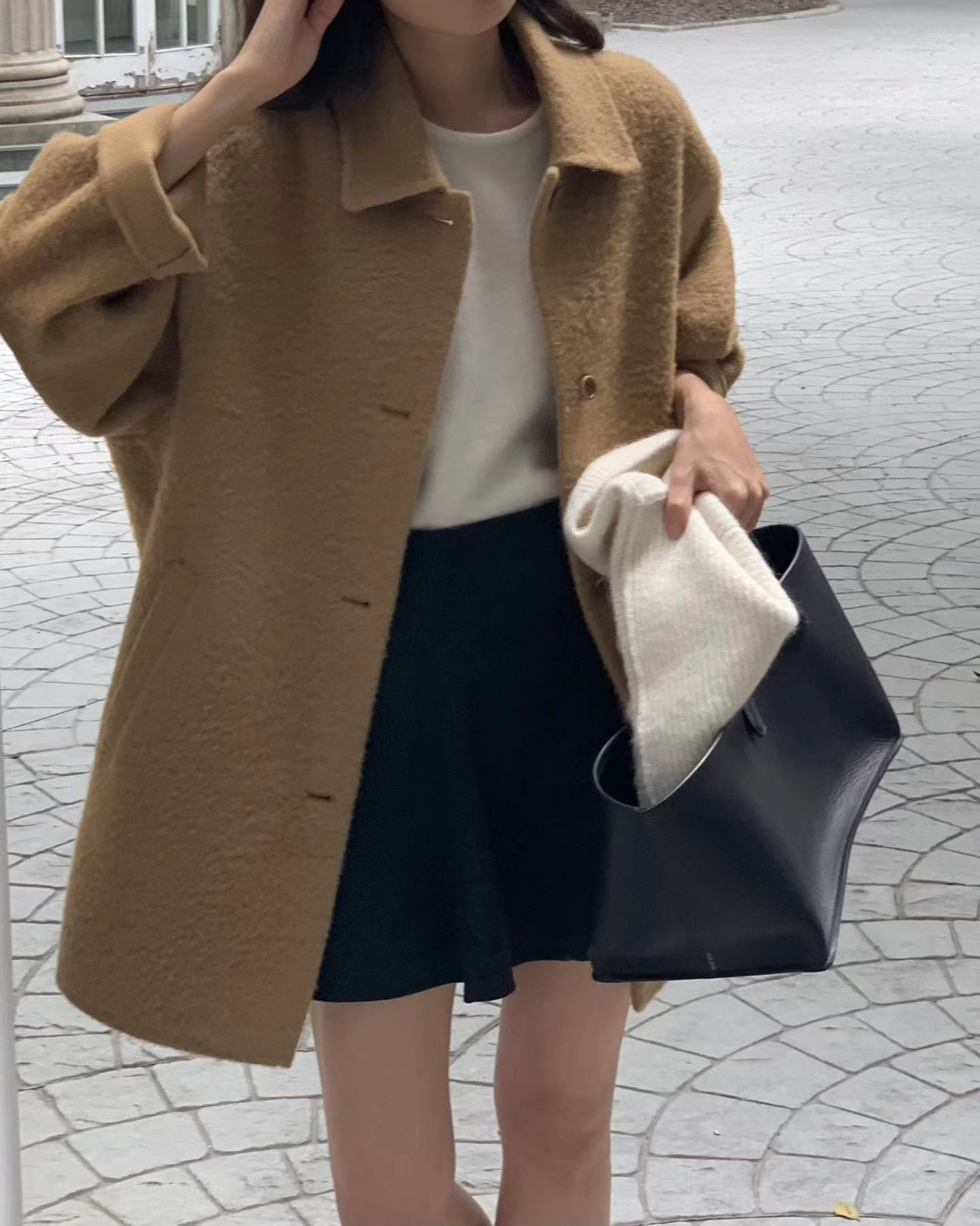Ounce baby alpaca half handmade coat-3col