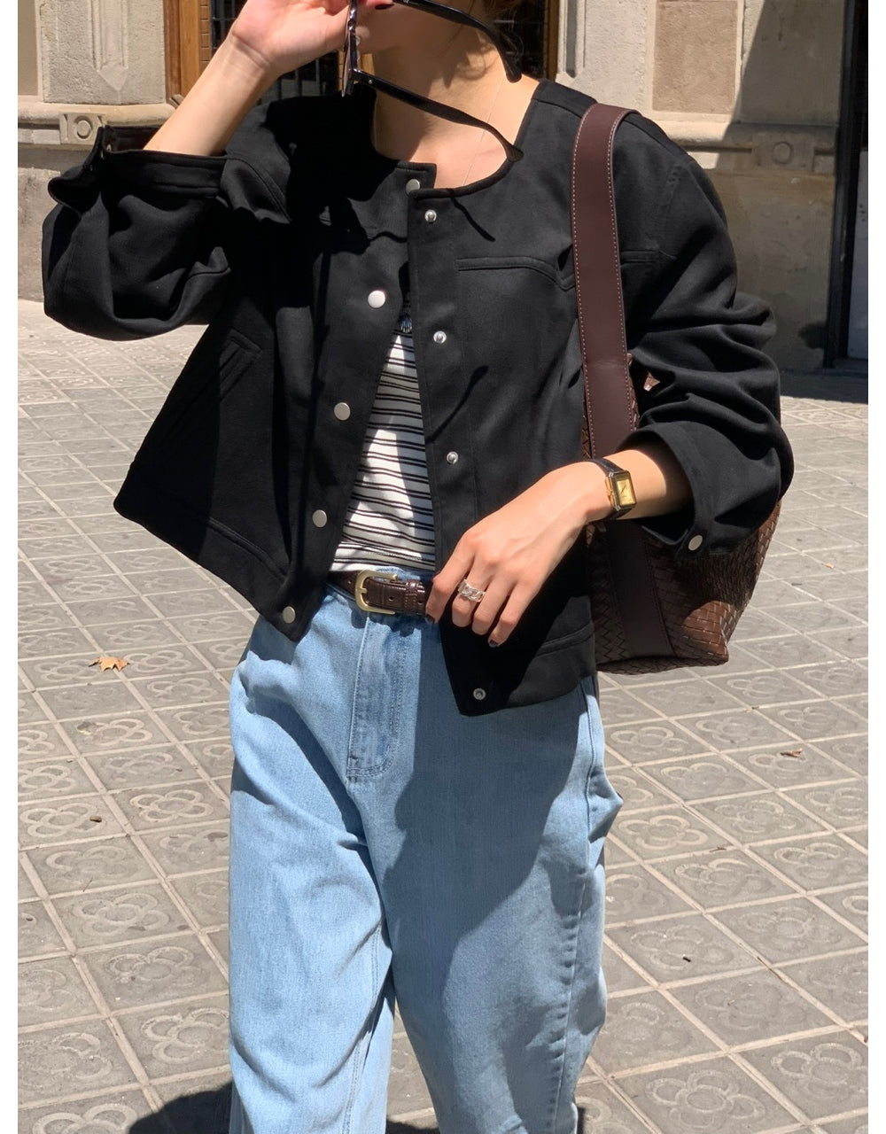Wedge suede jacket-2col