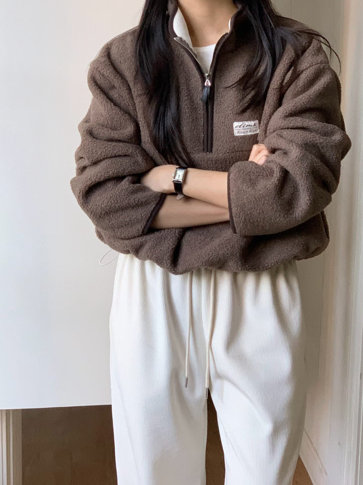 Fombing fleece half zip up-4col