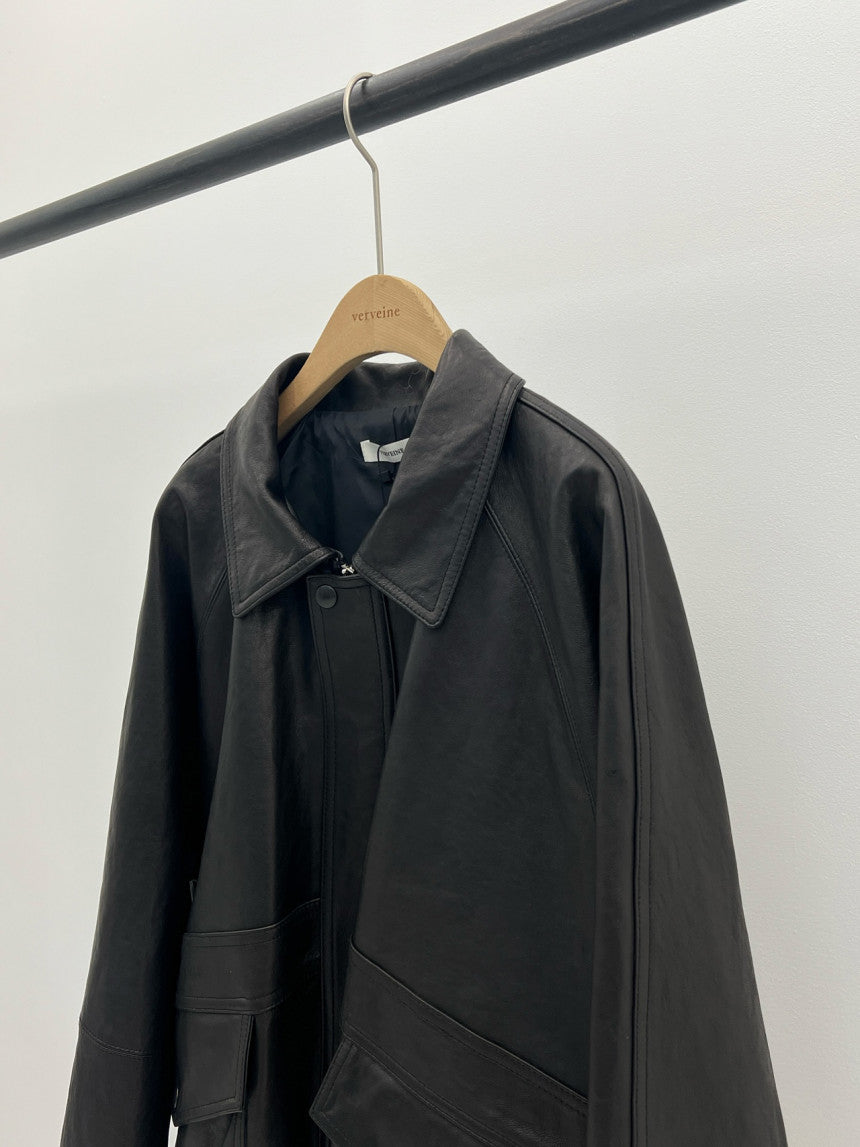 Washed litalian lamb leather blouson-2col