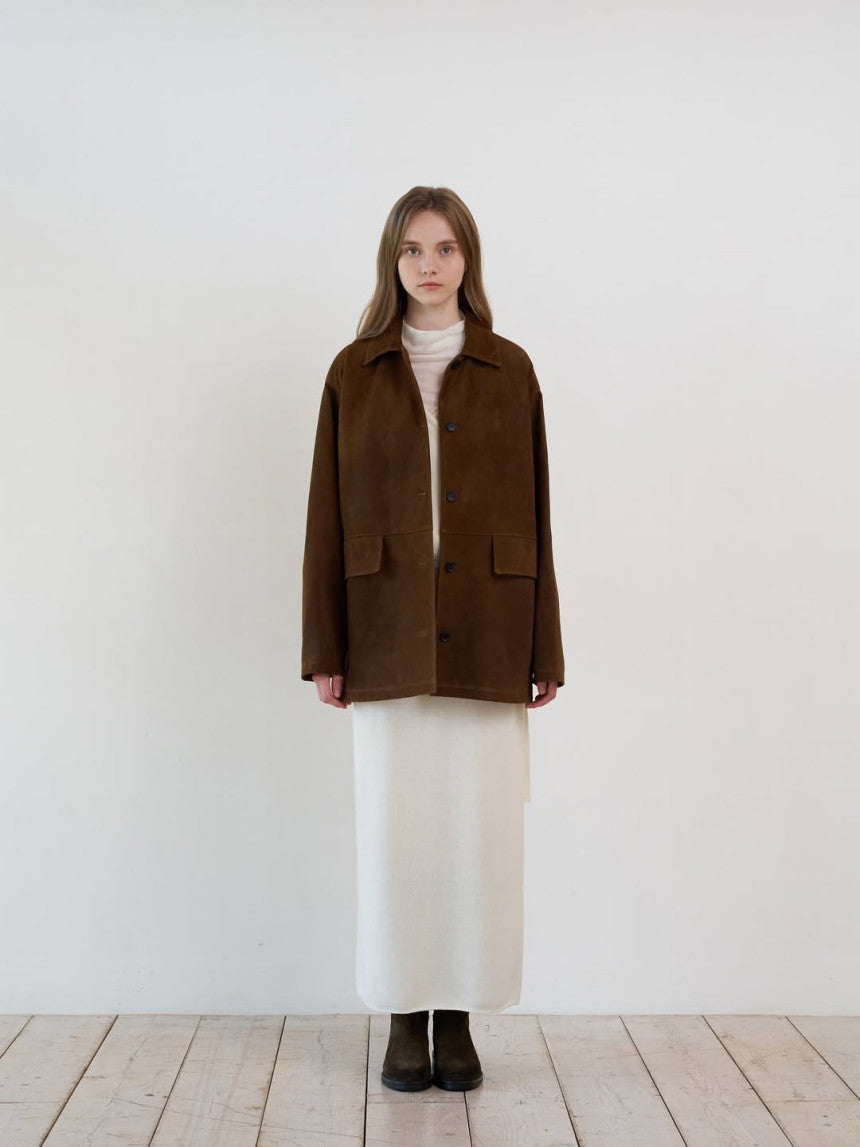 Louise pig leather suede half jacket-2col