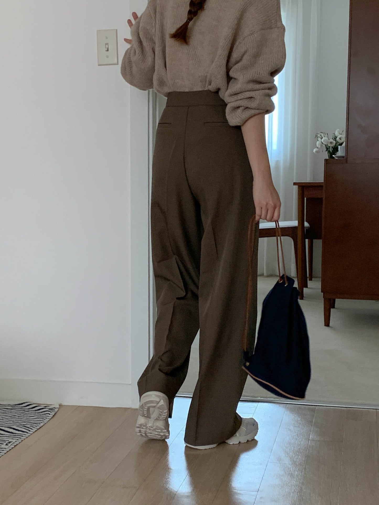 Fw one pintuck semi-wide slacks-3col ショート丈あり