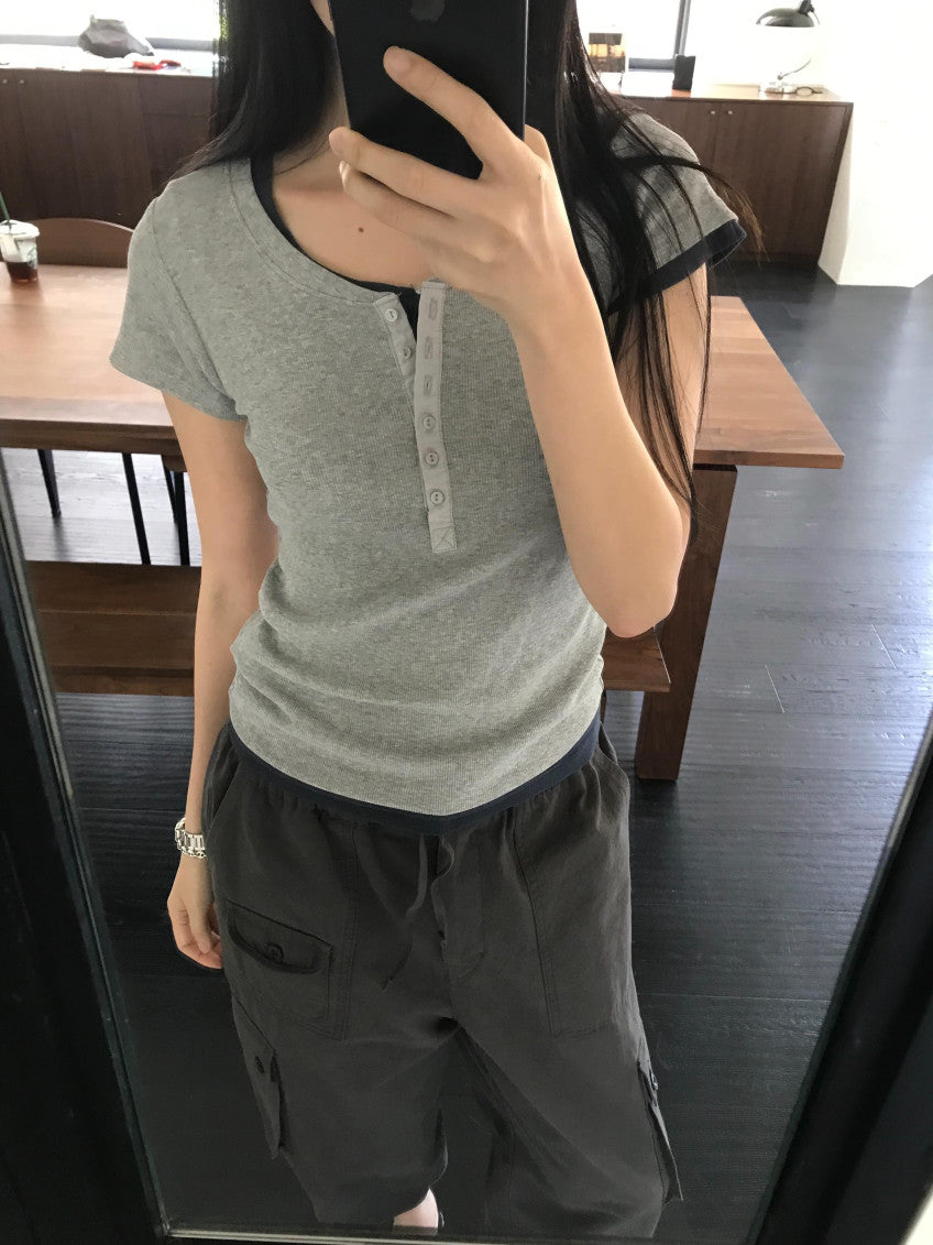 Airy button T-4col