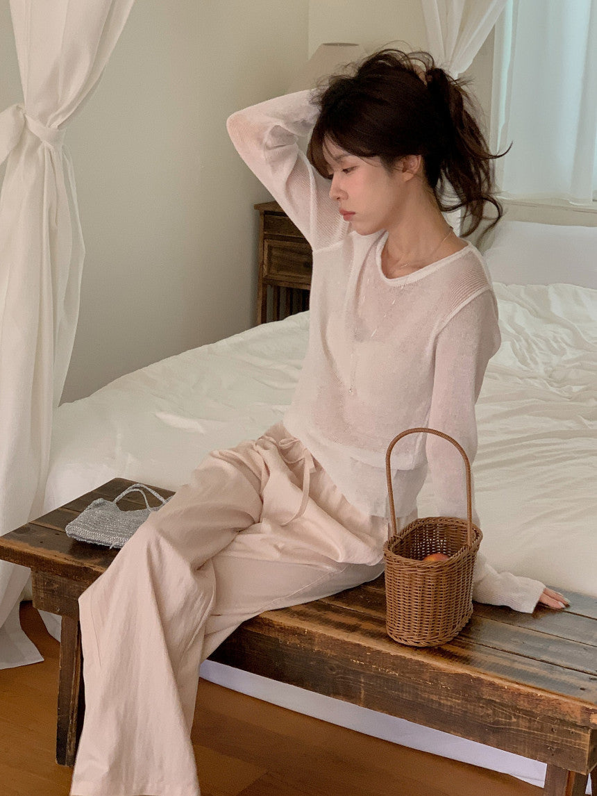 Nudy rib linen knit-4col