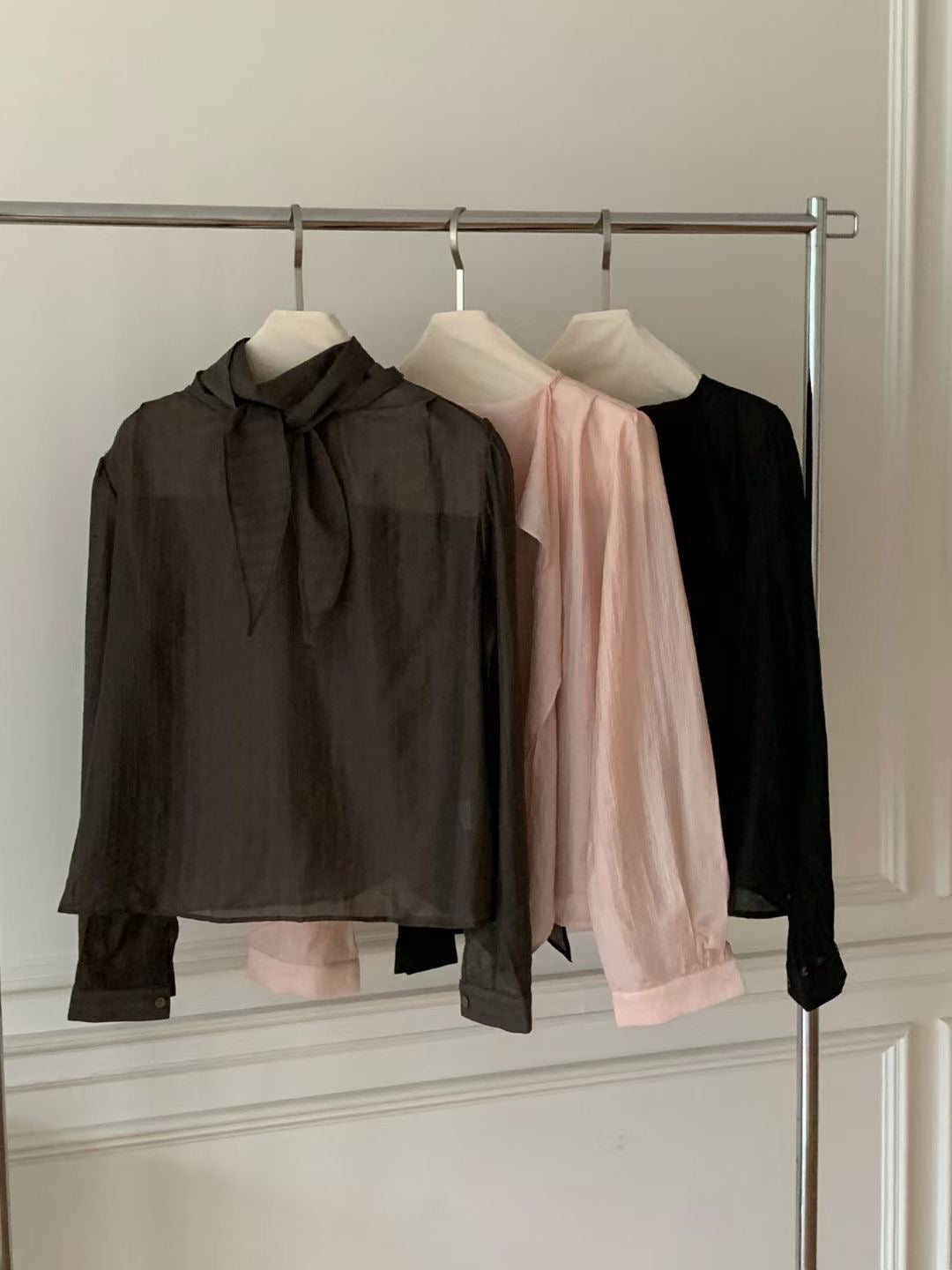 Rose scarf blouse-3col