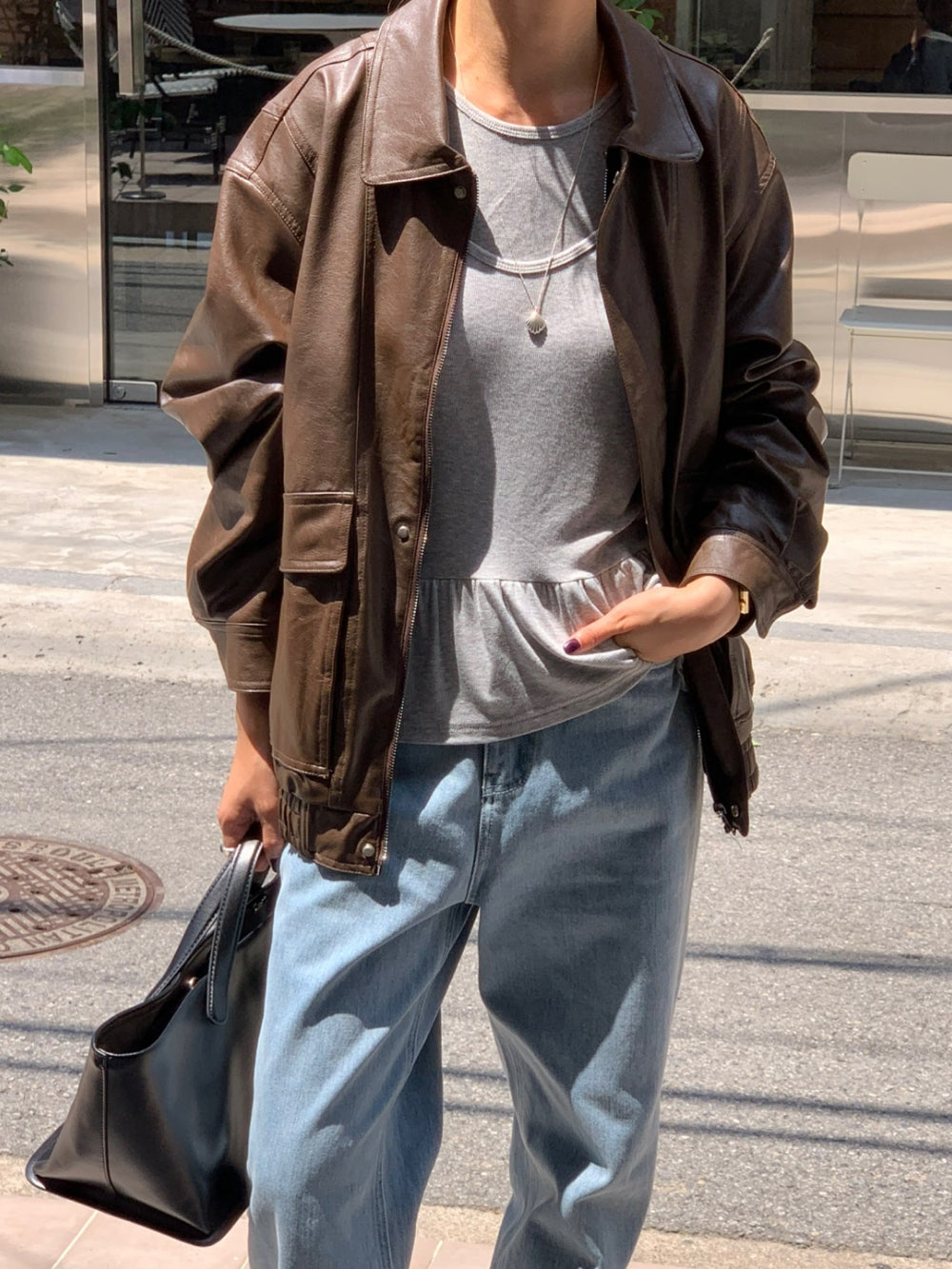 Mud leather jacket-2col