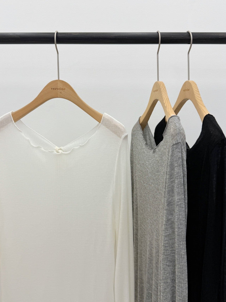 Ribbon frill tencel wool T-3col