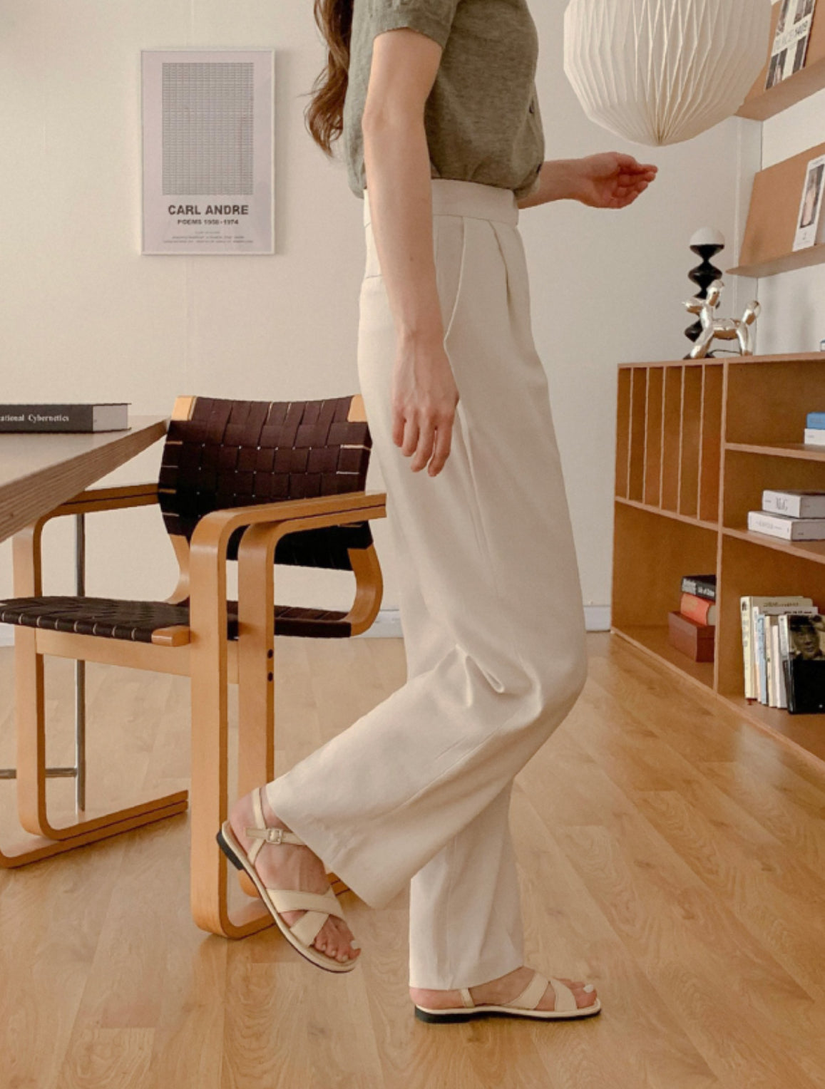 Summer linen semi-wide slacks-4col/ショート丈あり