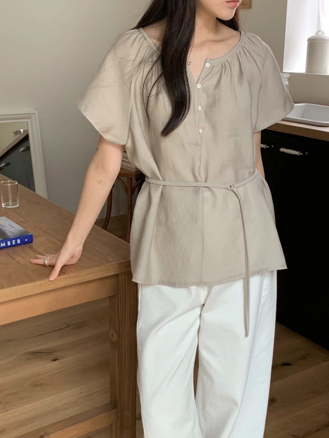 Moore belt blouse-3col