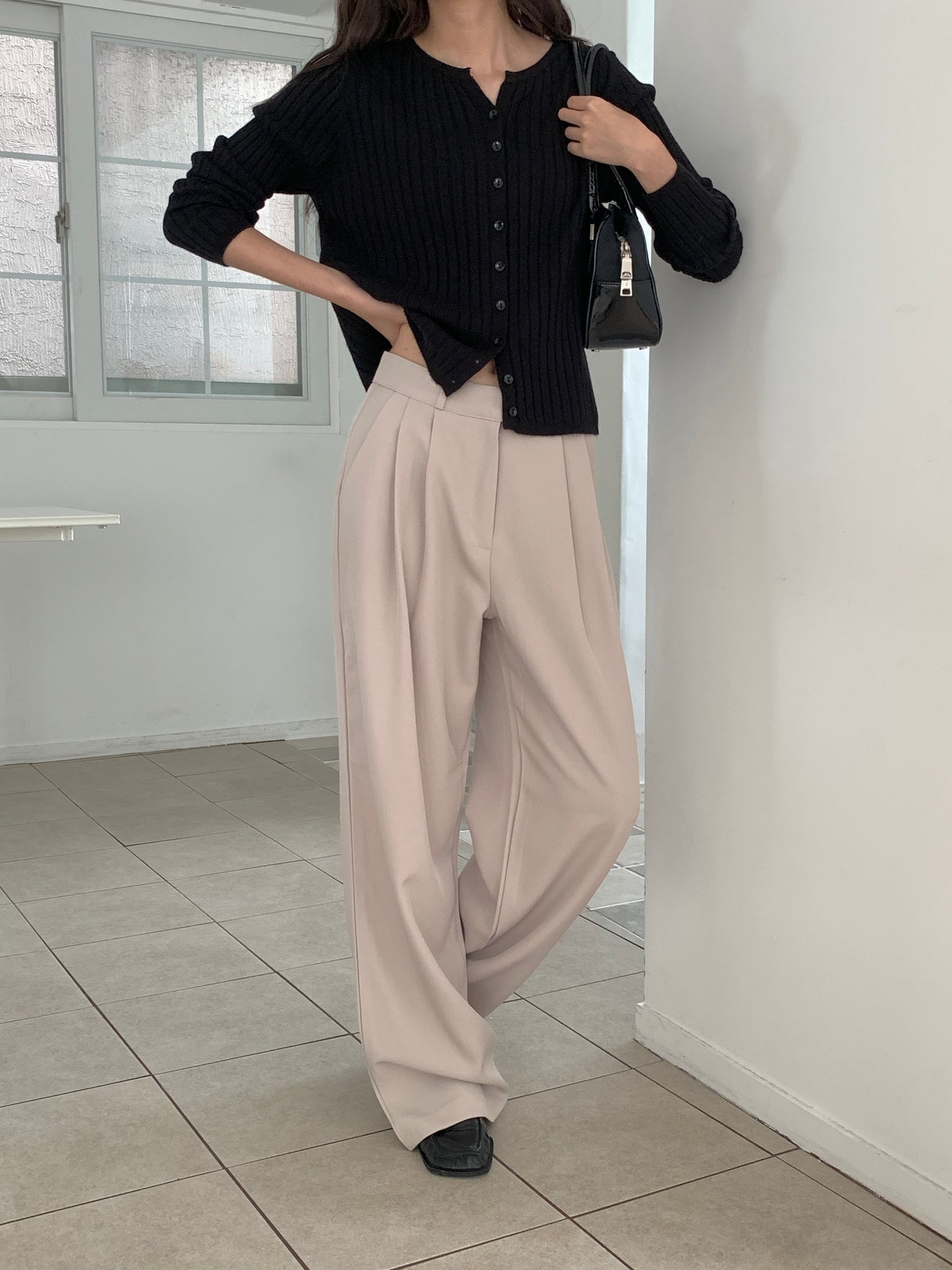 Fw two-pin tuck wide slacks-5colショート丈あり