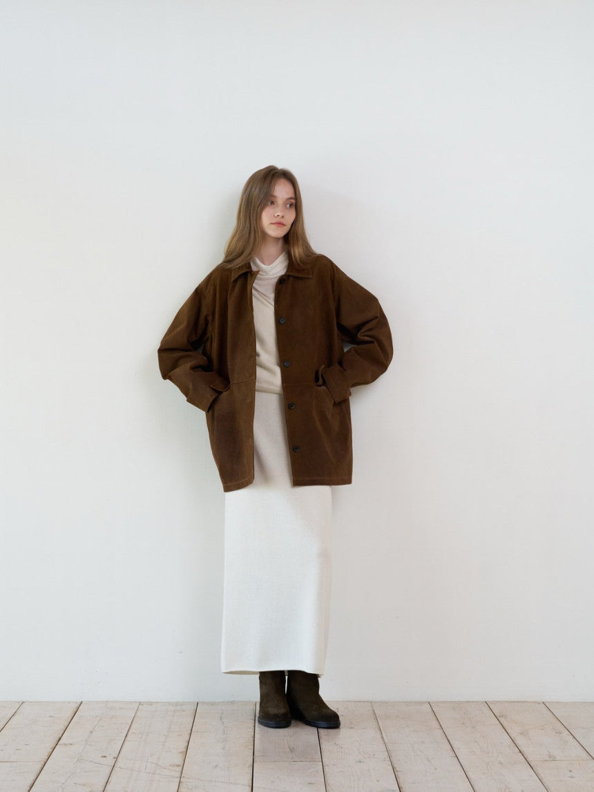 Louise pig leather suede half jacket-2col