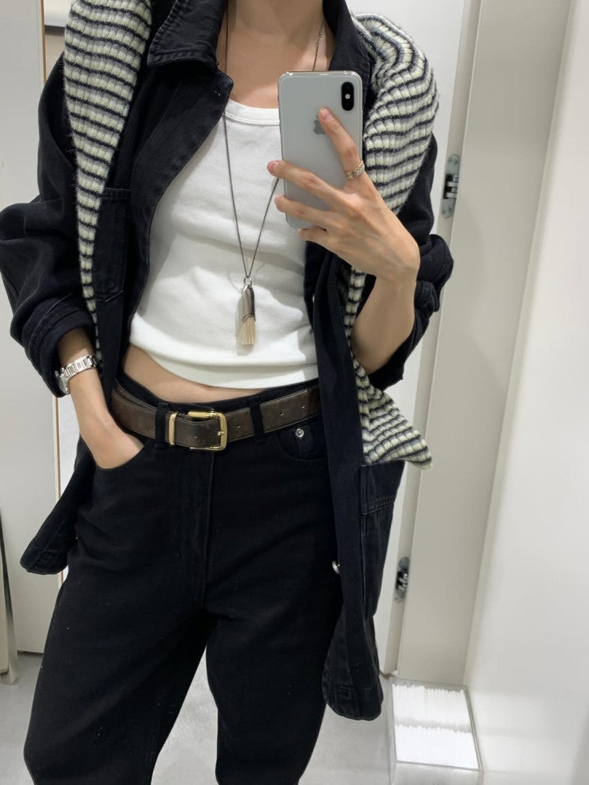 Maison black jeans/ショート丈あり