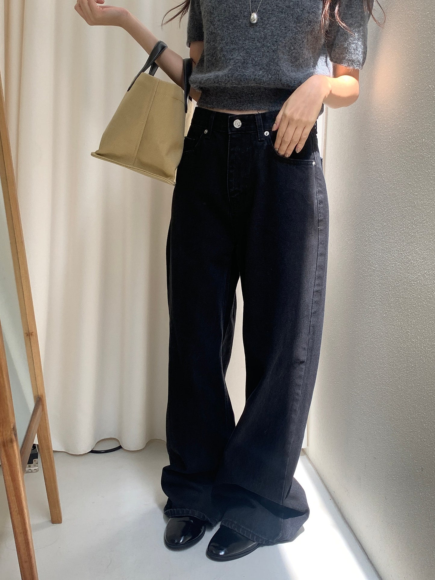 black wide denim