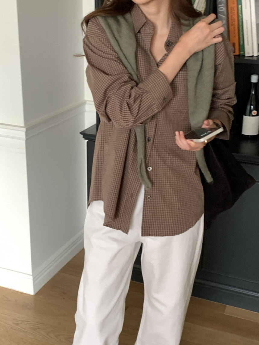 Velour pitch check shirt-2col