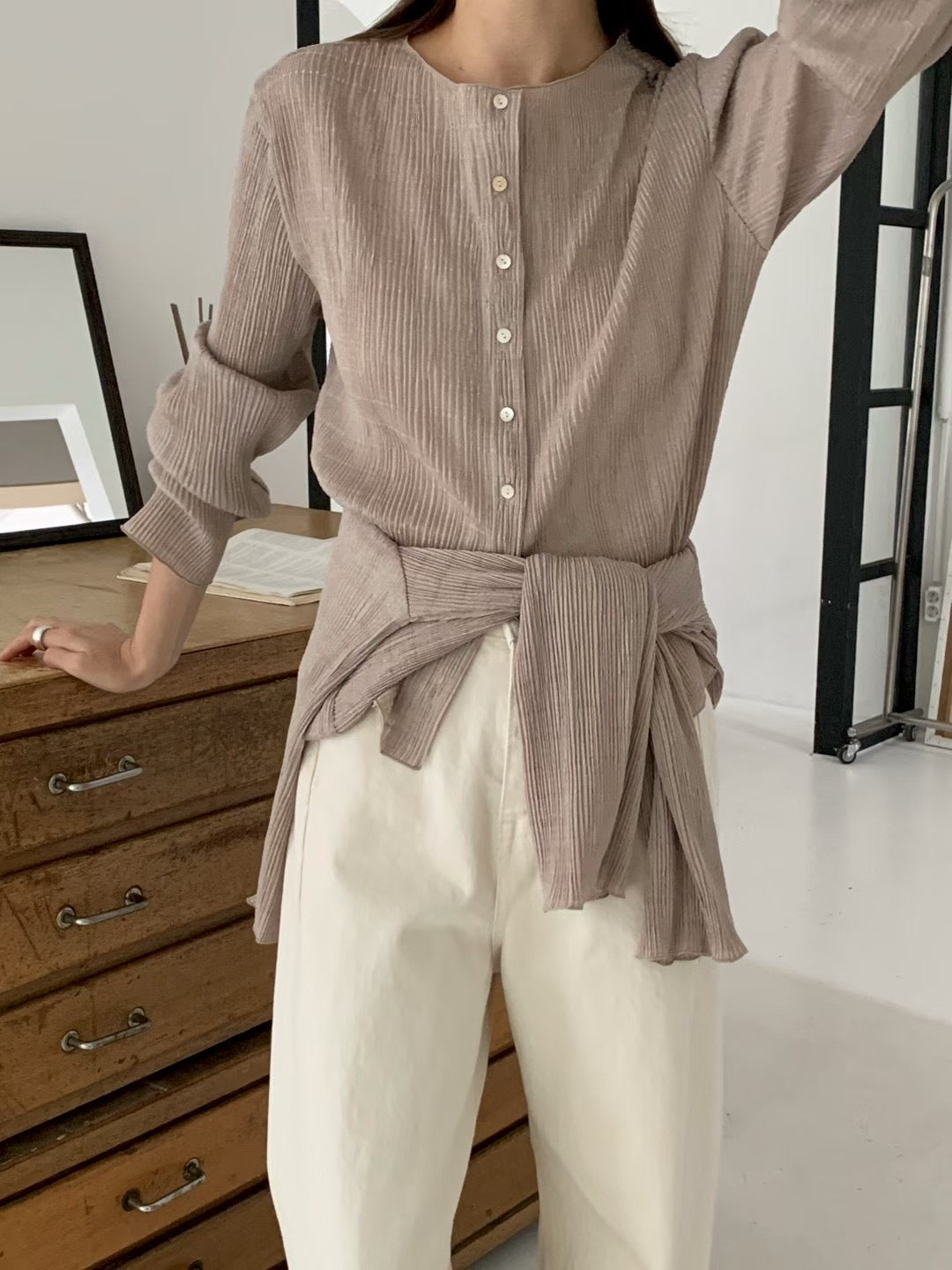 pleats cardigan-3col