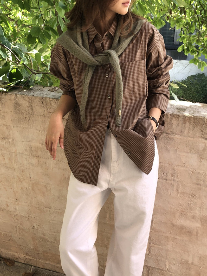 Velour pitch check shirt-2col