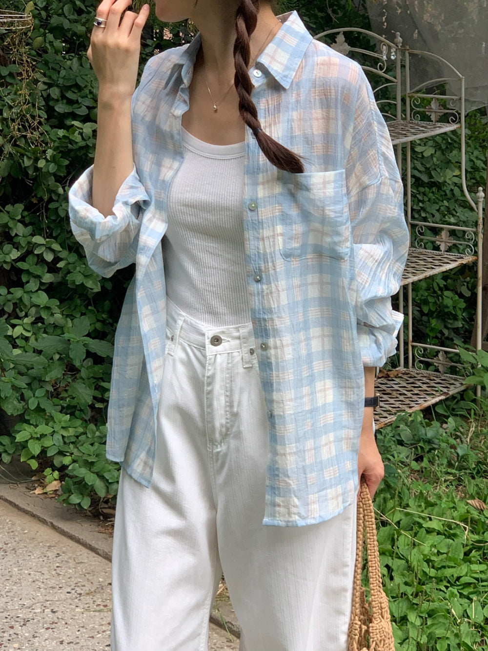 Eco check shirt-2col