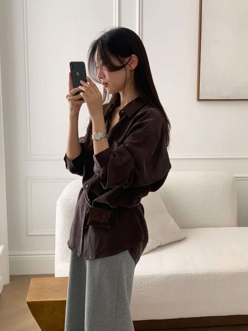 Shine silky blouse-4col