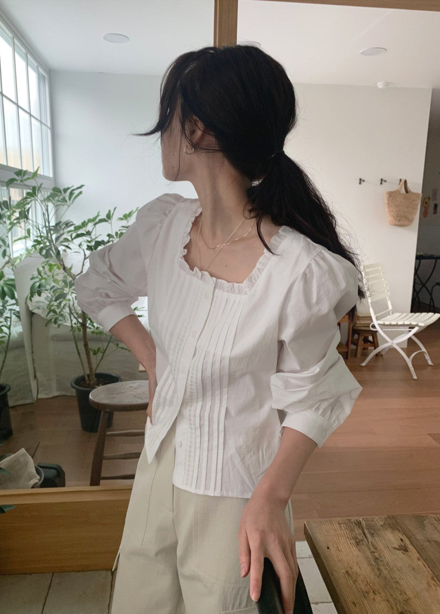 Square pintuck blouse