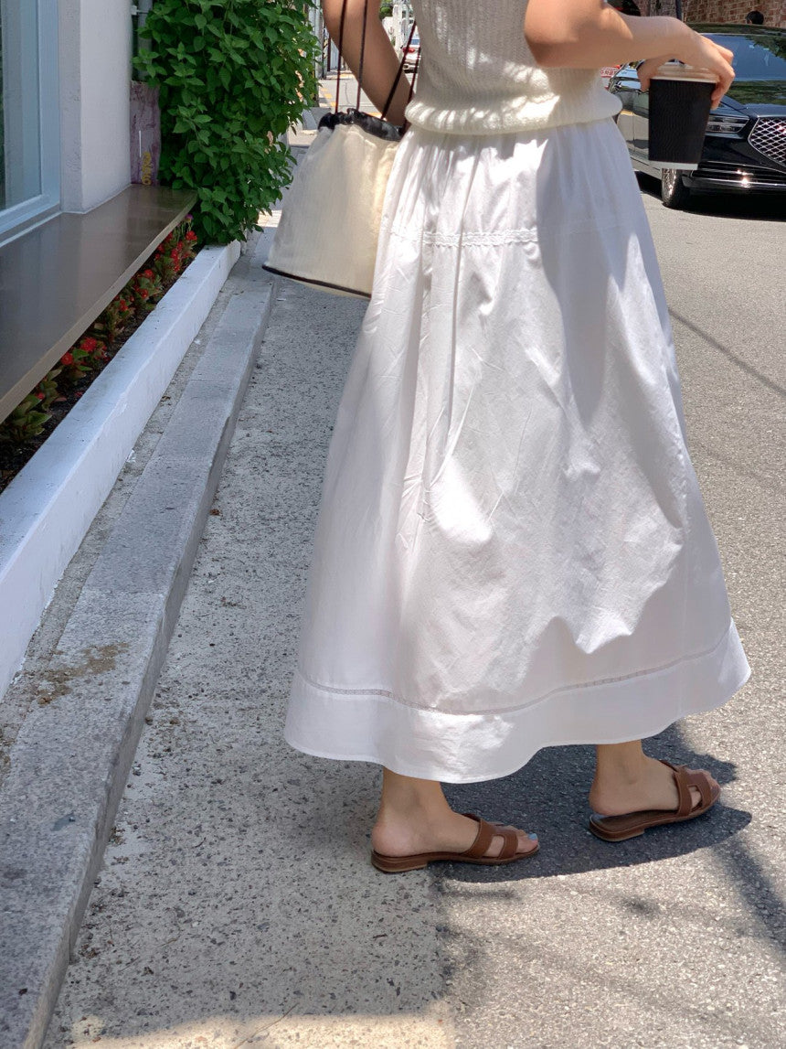 Pli lace full skirt-2col