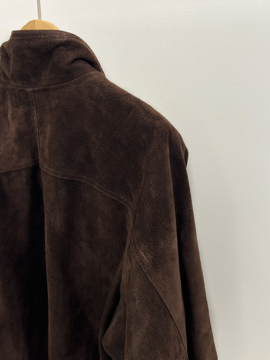 Reuven high neck pig leather suede jacket-2col