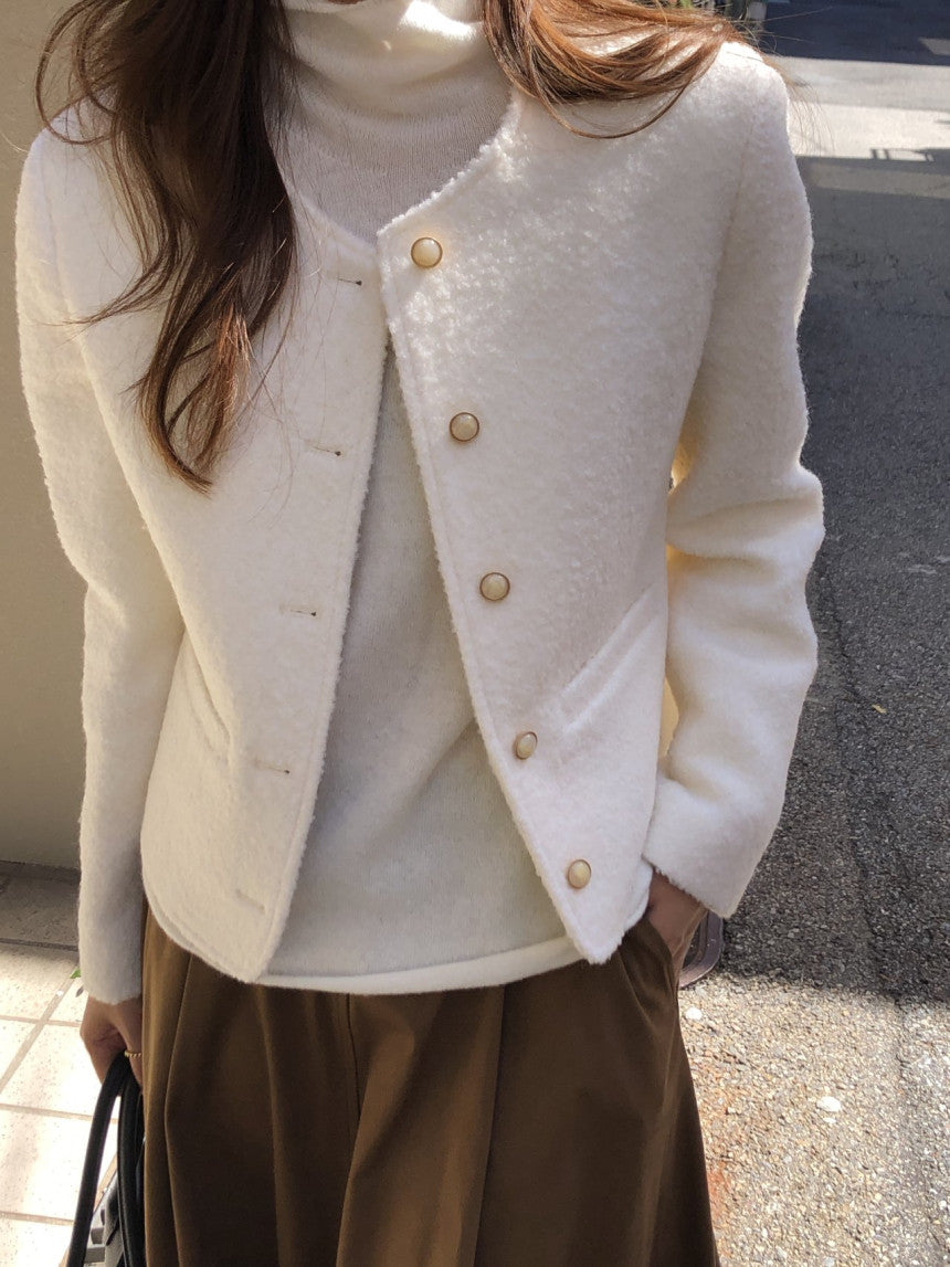 Blanc wool boucle tweed jacket-2col