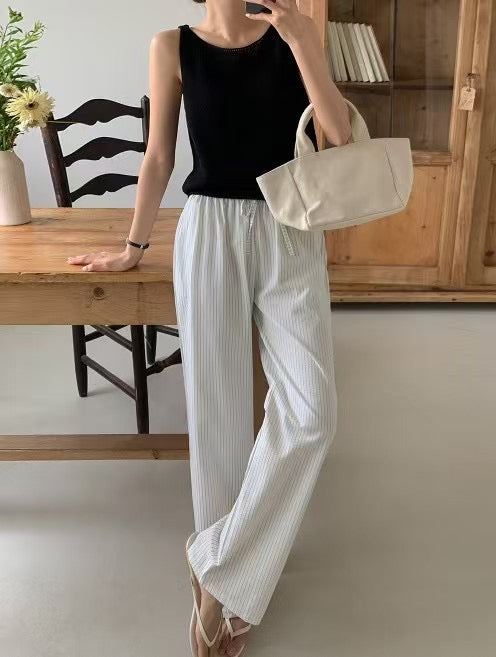 Winnie seersucker s.t banding pants-4col