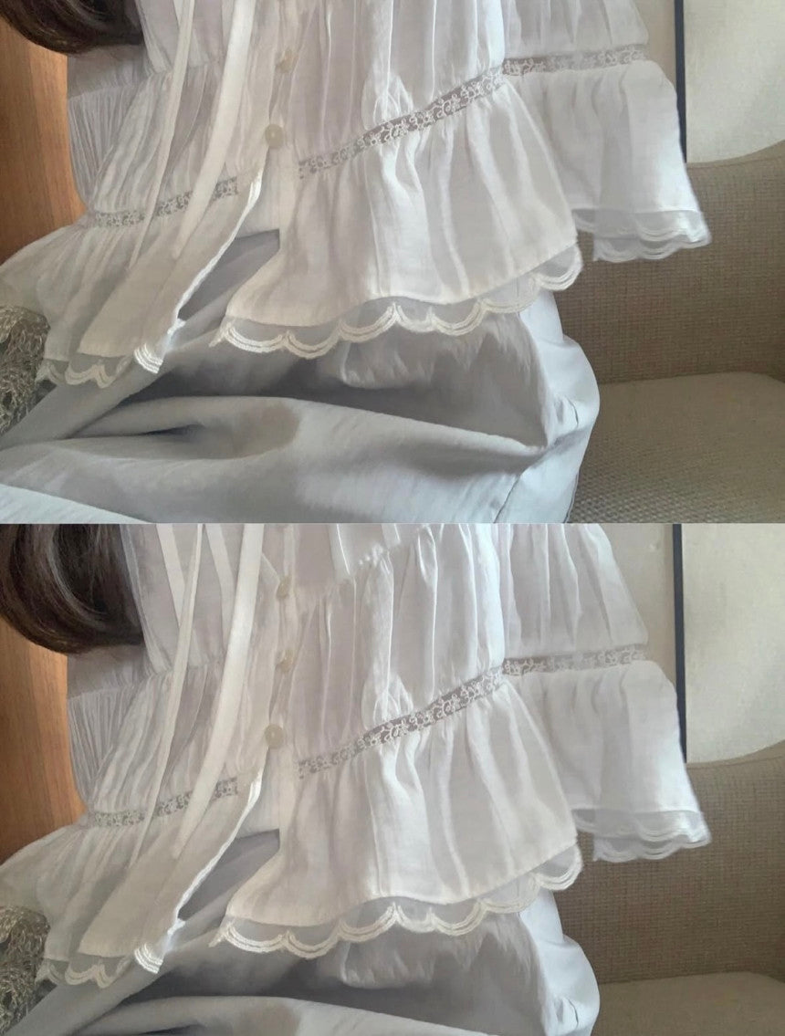 liter shasha lace blouse-2col