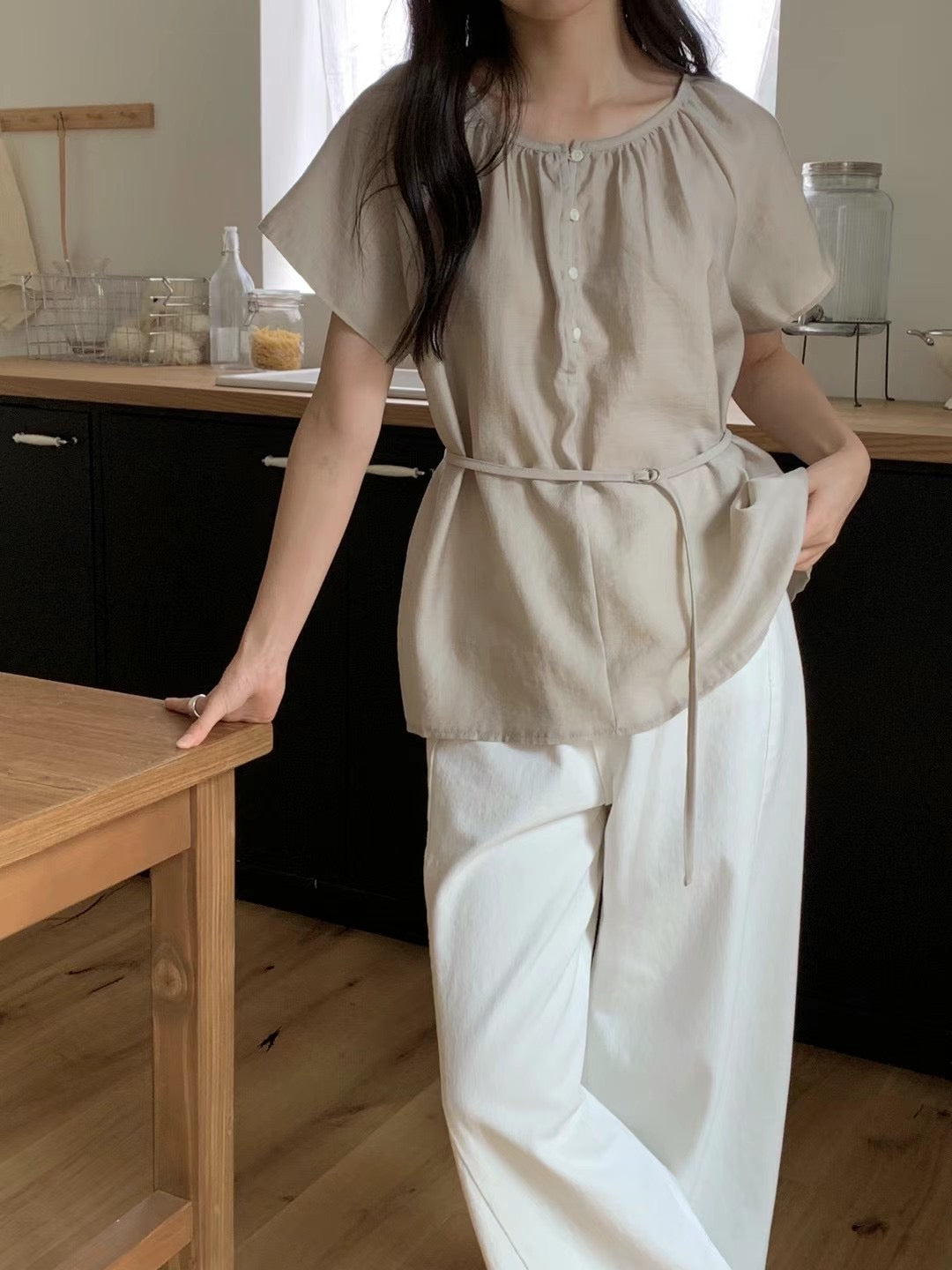 Moore belt blouse-3col
