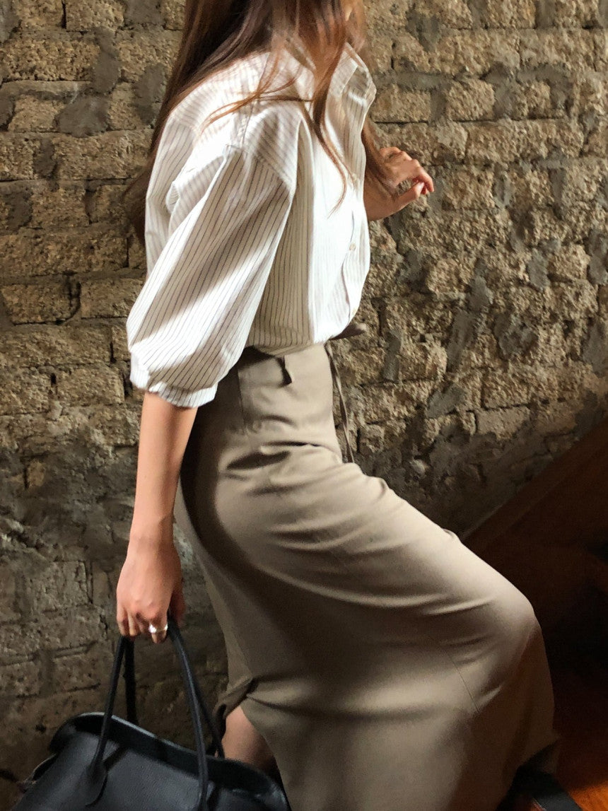 Rouen wool strap h-line skirt-3col