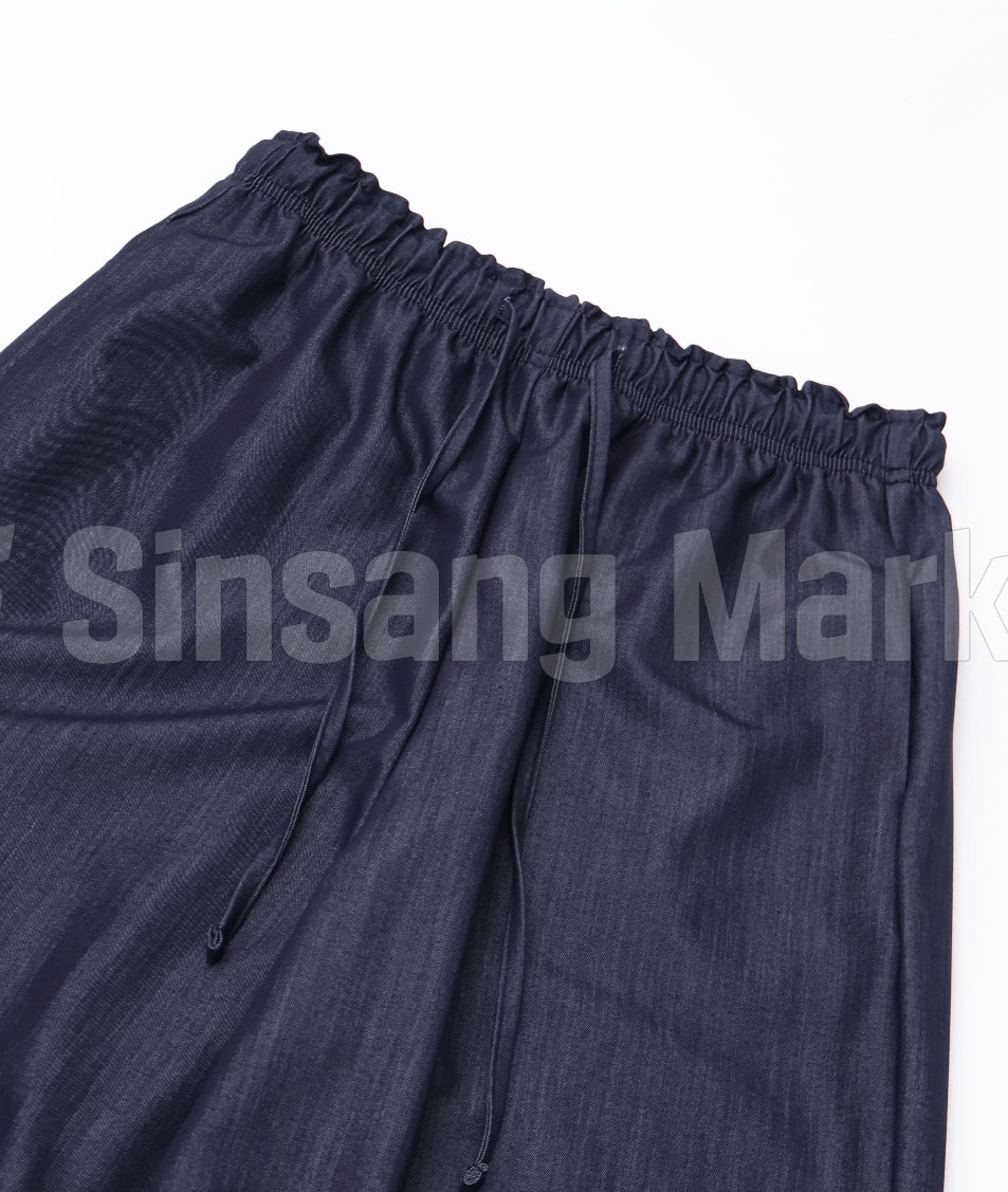 Ice banding denim slacks ショート丈あり