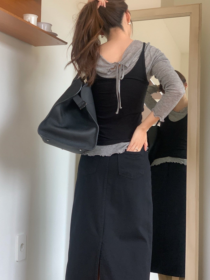 Ribbon frill tencel wool T-3col
