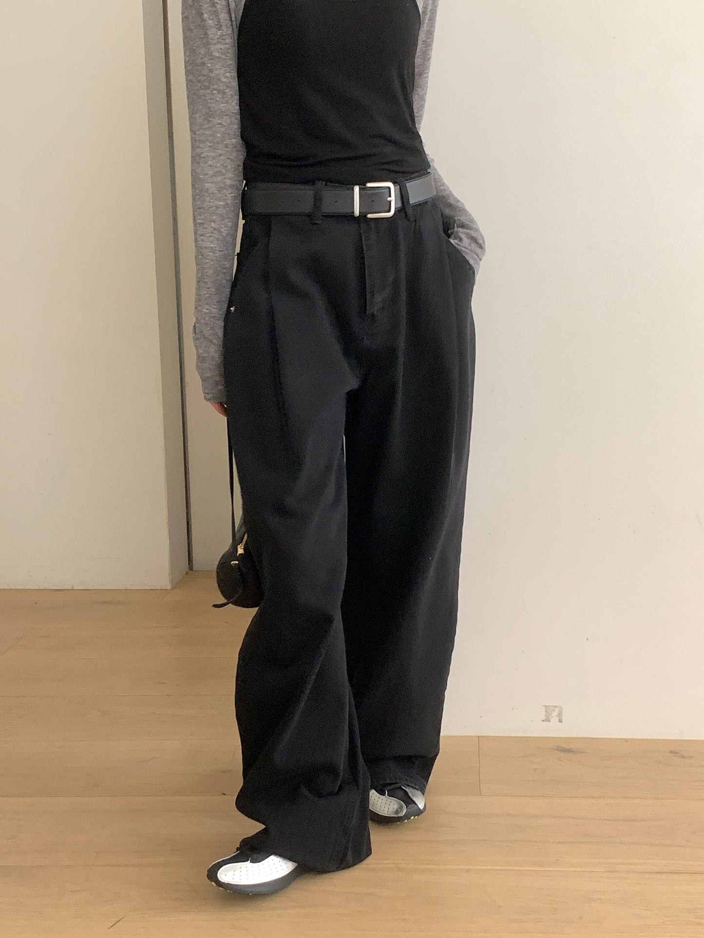 pintuck wide denim