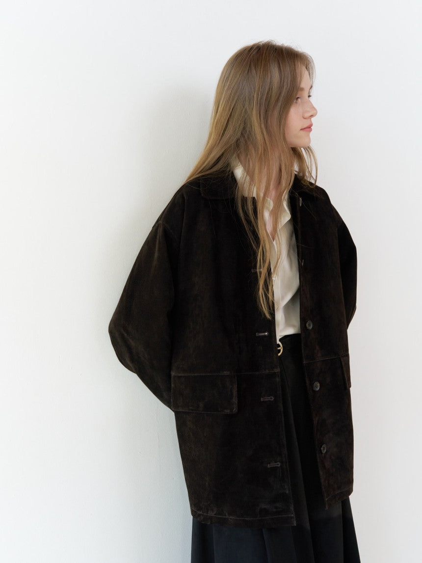 Louise pig leather suede half jacket-2col