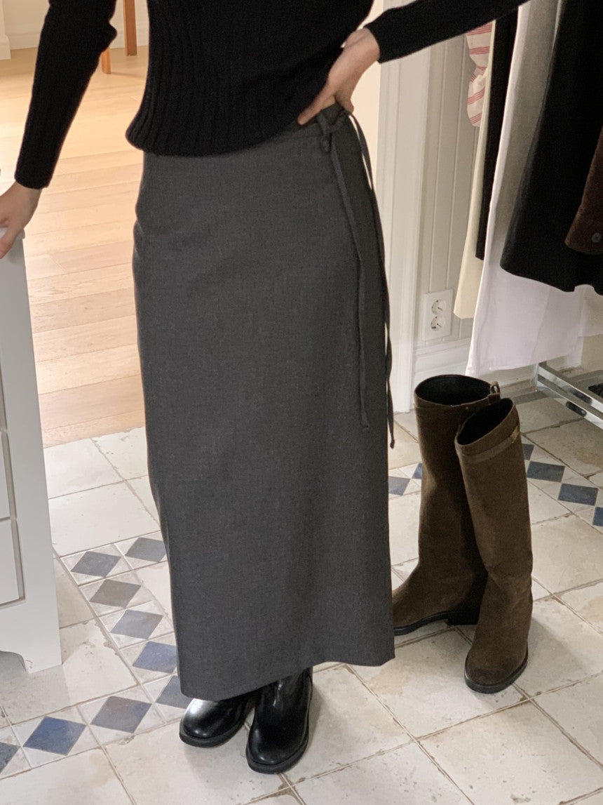 Rouen wool strap h-line skirt-3col