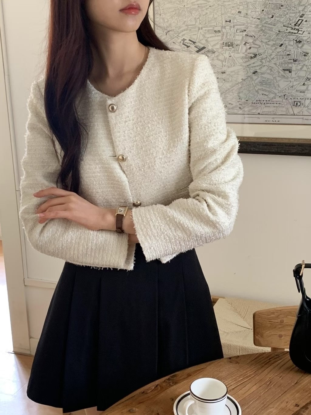 Hearts no collar tweed jacket