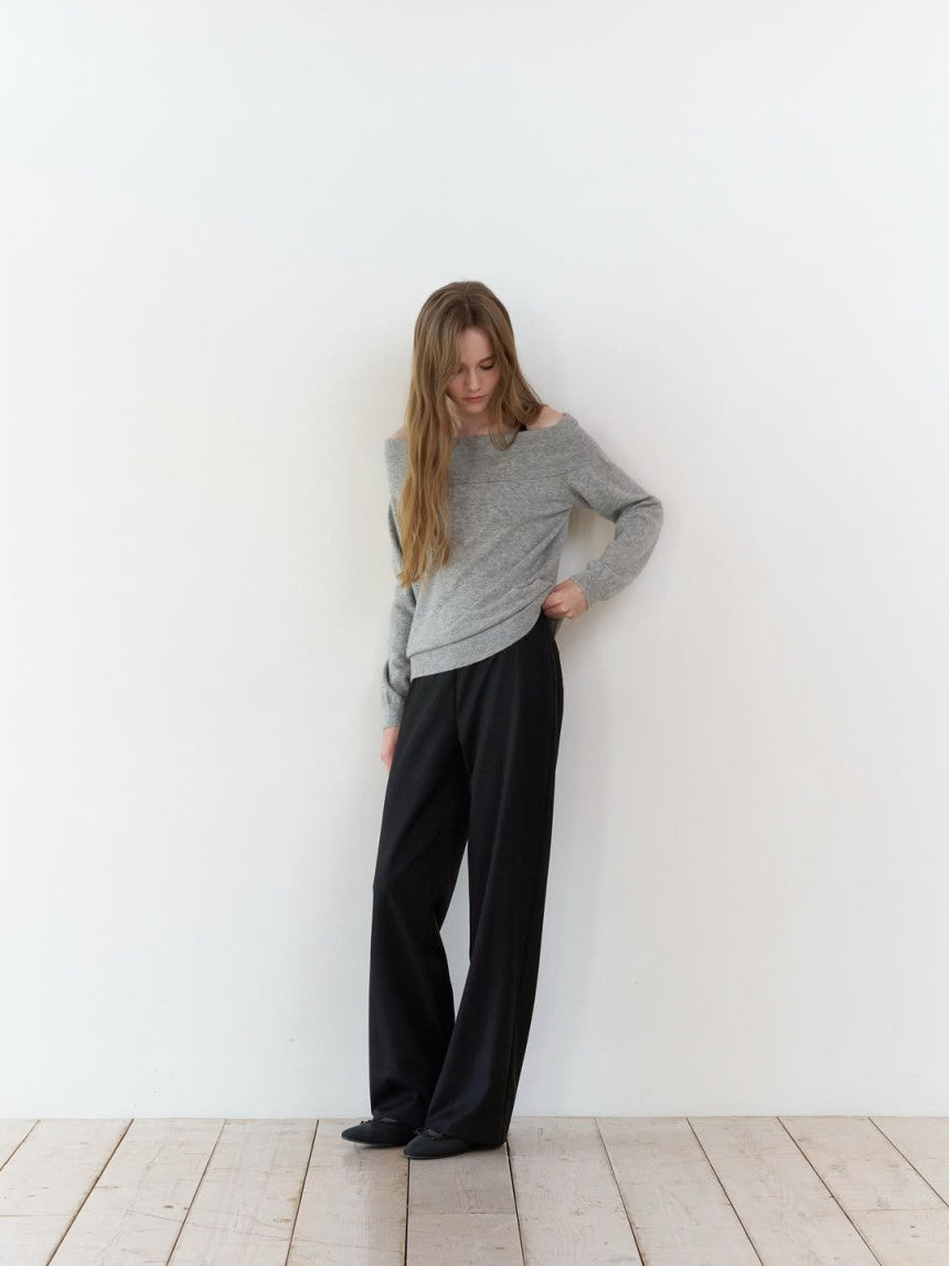 Rumi cashmere off shoulder knit-3col