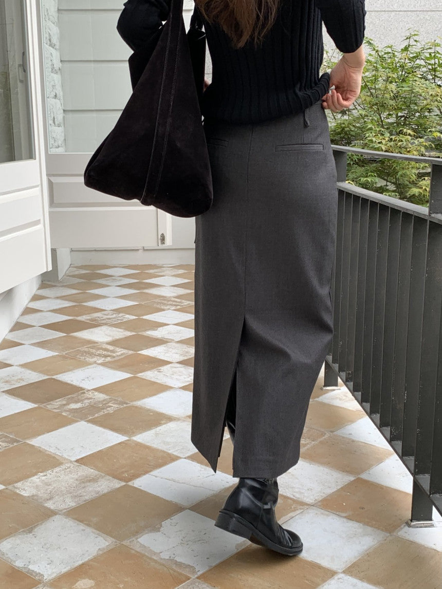 Rouen wool strap h-line skirt-3col