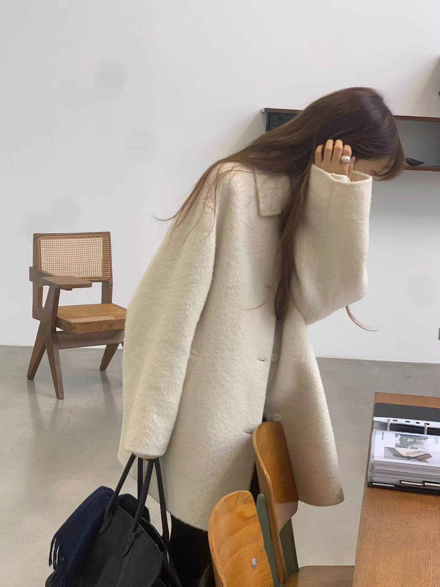 Ounce baby alpaca half handmade coat-3col