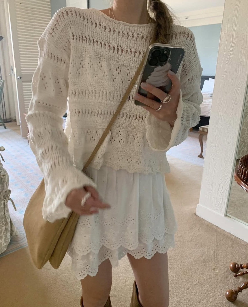 即納 Cotton crochet knit