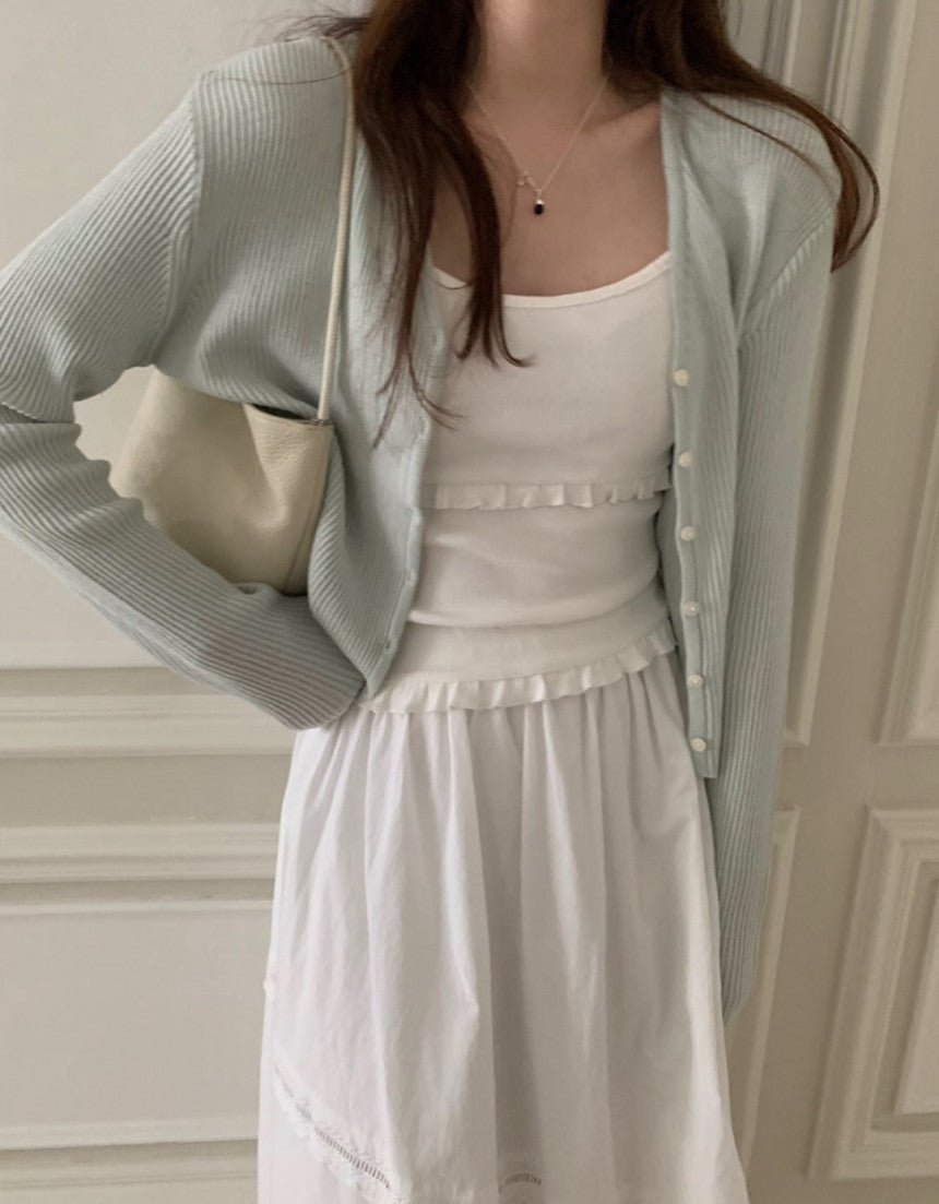 Fw Pebble rib cardigan-5col
