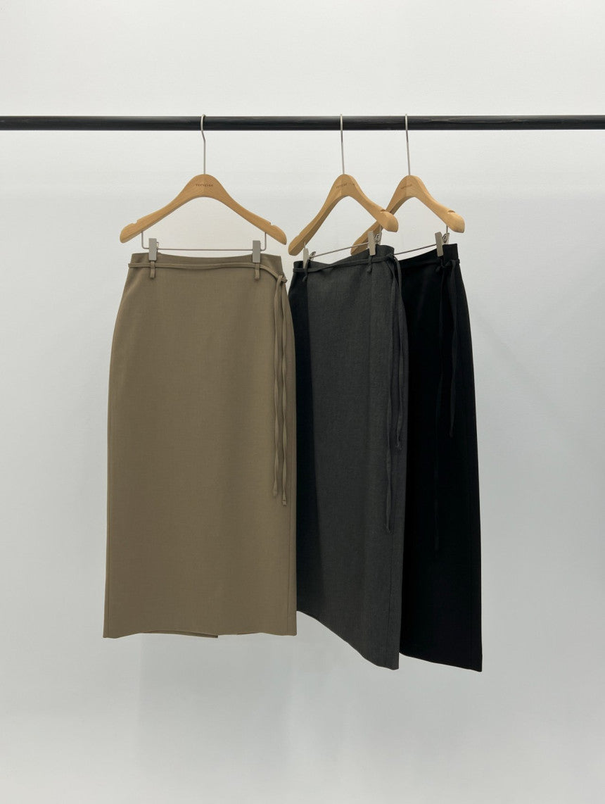 Rouen wool strap h-line skirt-3col