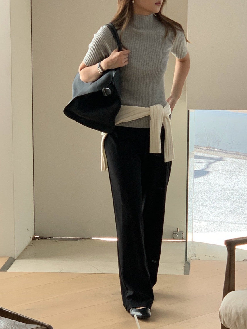 cashmere mockneck half knit-5col