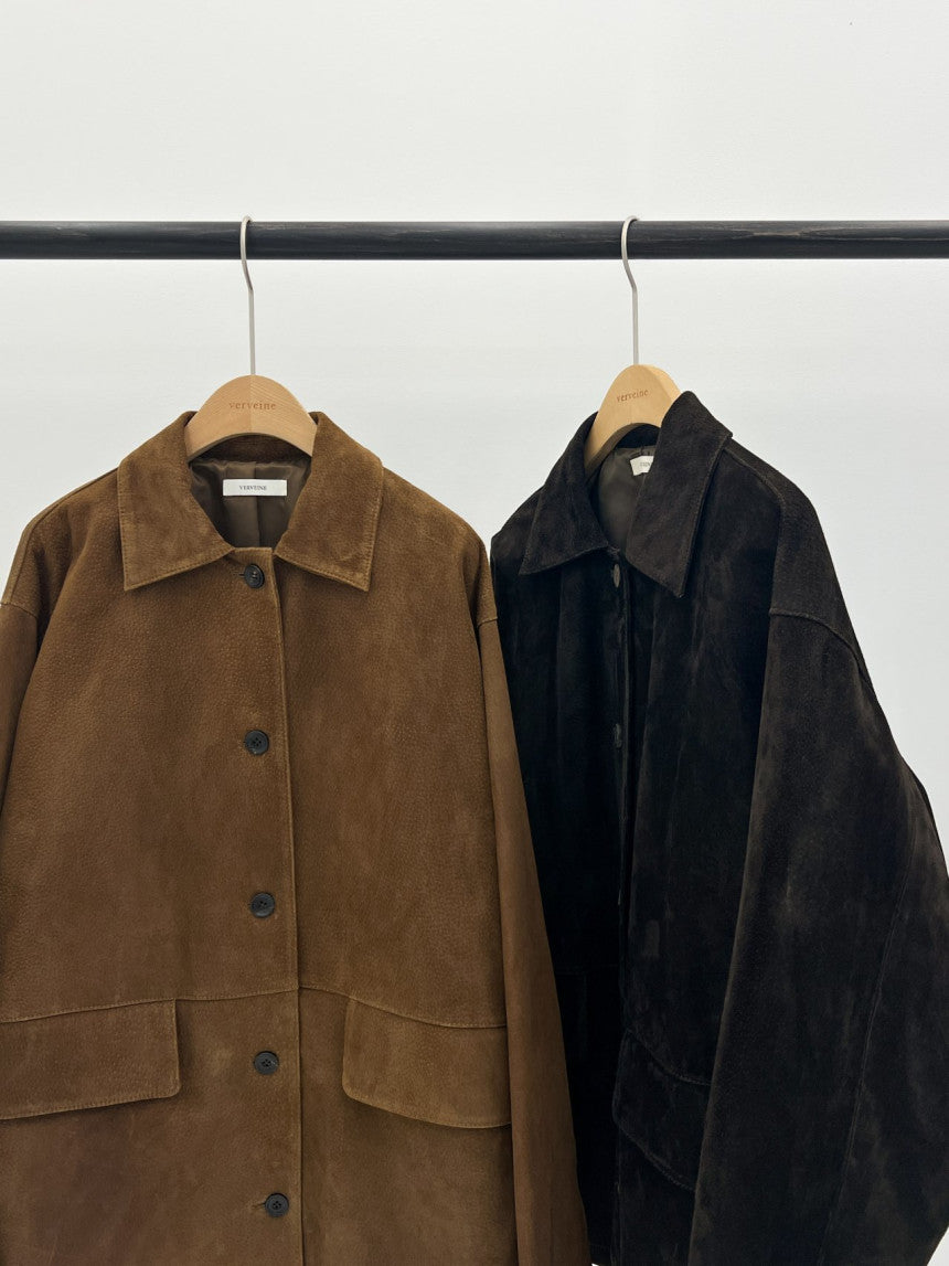 Louise pig leather suede half jacket-2col